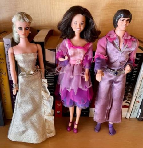 And after. I redid a “modern” Barbie doll dress from my daughter’s old Barbies to look more 50’s, and made some Jewelry. Donny and Marie were mine as a kid.
