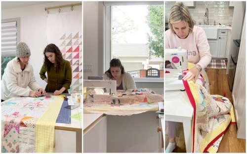 Special girlfriends working on my quilt! 