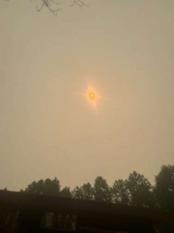This was the noon-day sun over my house on the worst day of the Canadian wildfire smoke. 